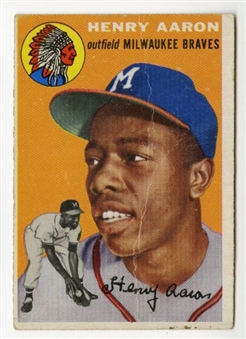 1954-1958 Topps Rookie and HOFer Collection of Five Cards including Hank Aaron Rookie 